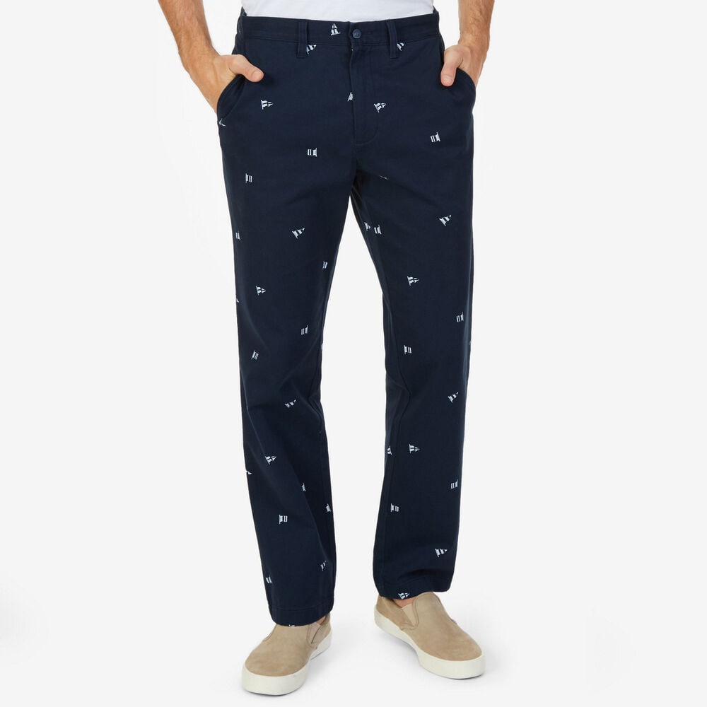 Classic Fit Deck Pant in Sailing Flag Print,True Navy,large