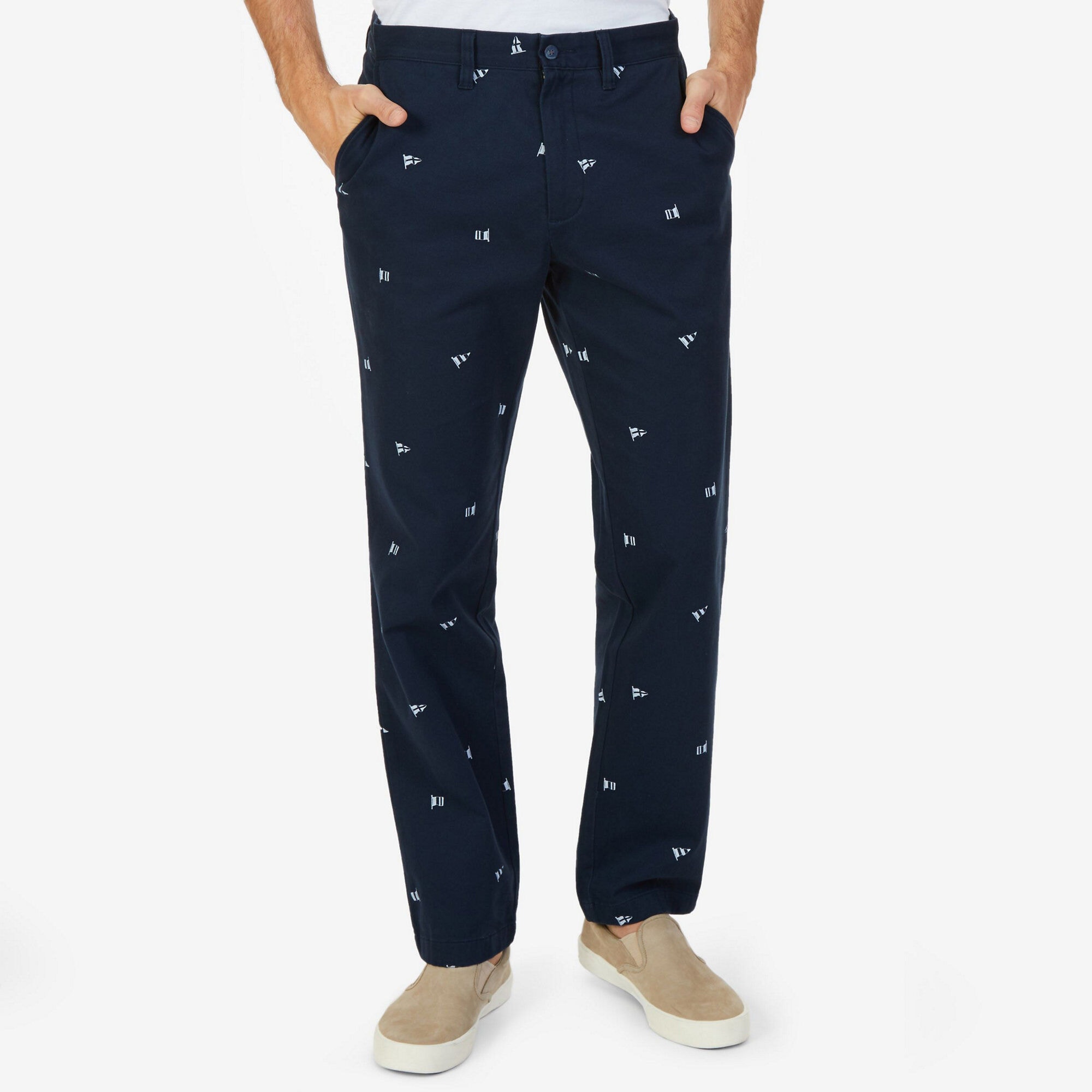 Classic Fit Deck Pant in Sailing Flag Print,True Navy,large