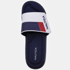 EMBOSSED COLORBLOCK SLIDE SANDAL,Nautica Red,large