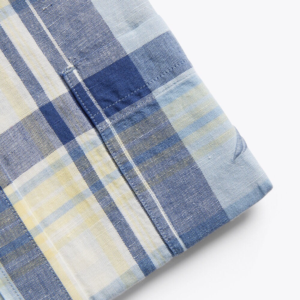 CLASSIC FIT PLAID LINEN SHIRT,Noon Blue,large