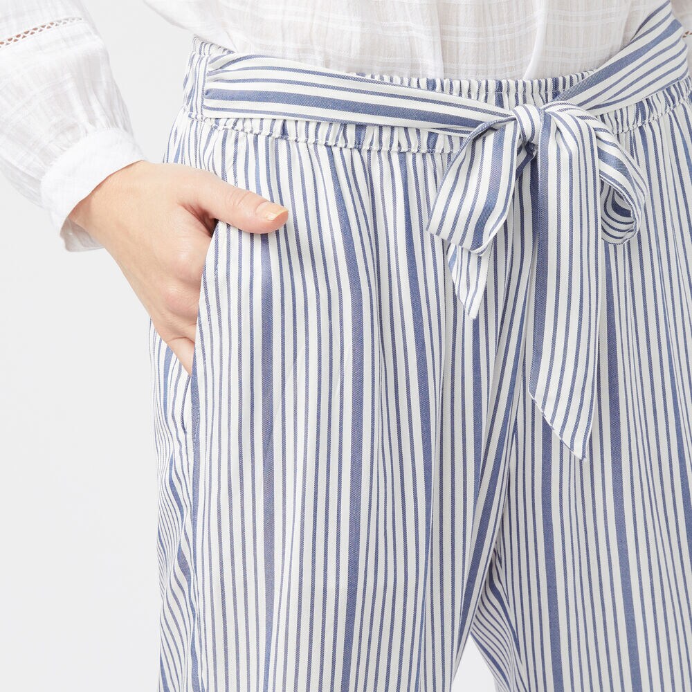 STRIPE SIDE TIE PANTS,Bright White,large