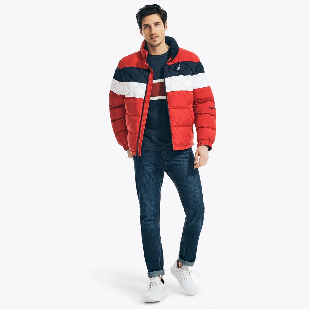 STRIPED TEMPASPHERE BOMBER JACKET,Nautica Red,large