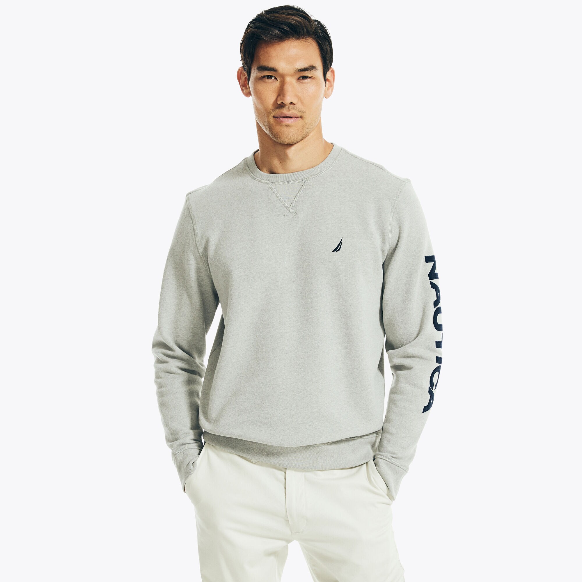 Logo Crewneck Sweatshirt,Grey Heather,large