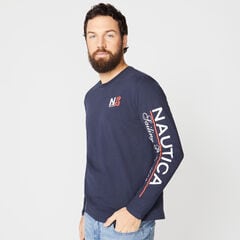 GRAPHIC LONG SLEEVE T-SHIRT,Navy,large
