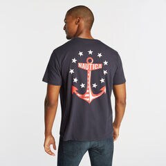 STARS AND ANCHOR GRAPHIC T-SHIRT,Navy,large