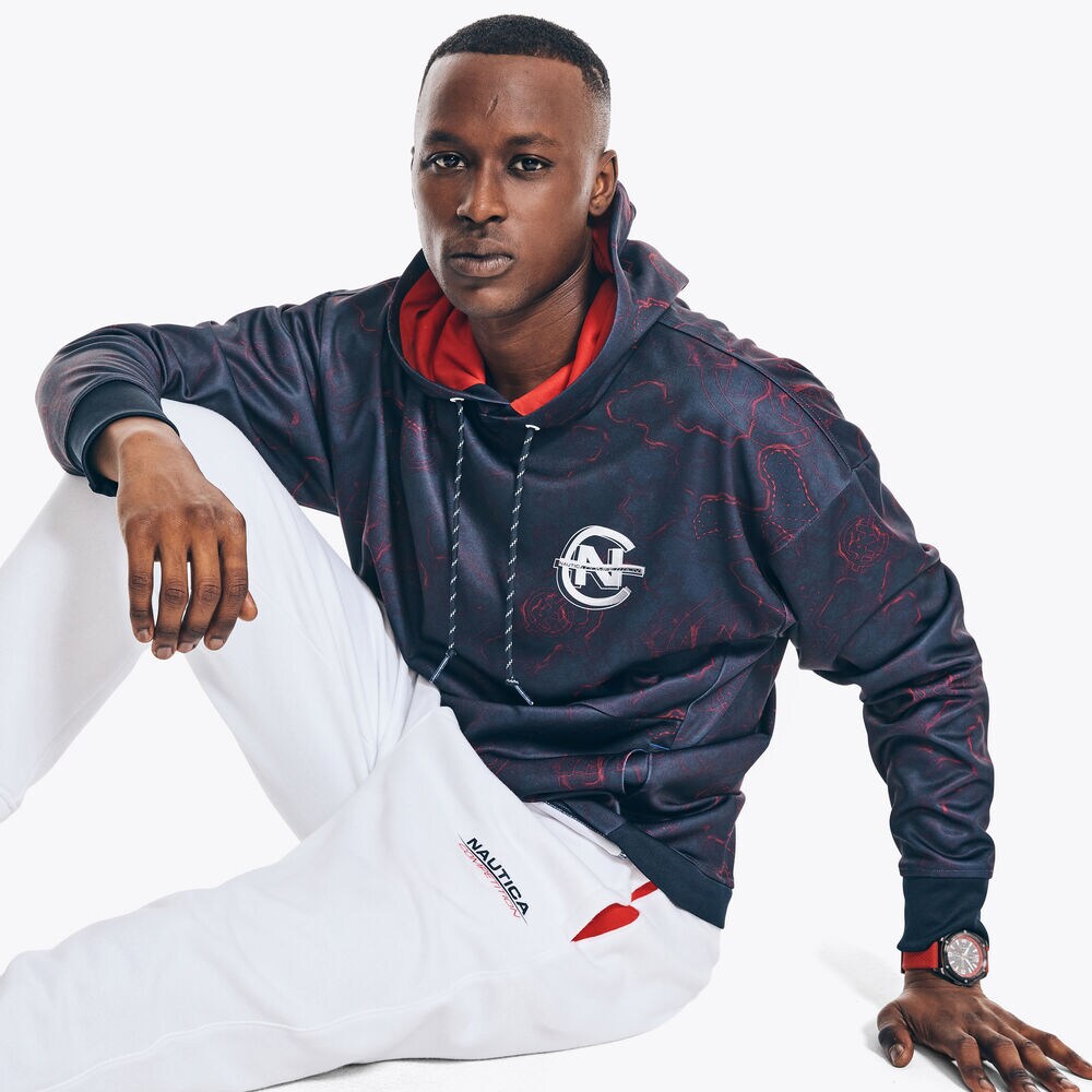 COMPETITION SUSTAINABLY CRAFTED PRINTED PULLOVER HOODIE,Navy,large