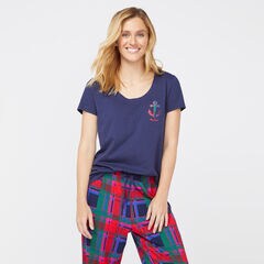 ANCHOR POCKET PLAID SHORT SLEEVE SET,Admiral Blue,large
