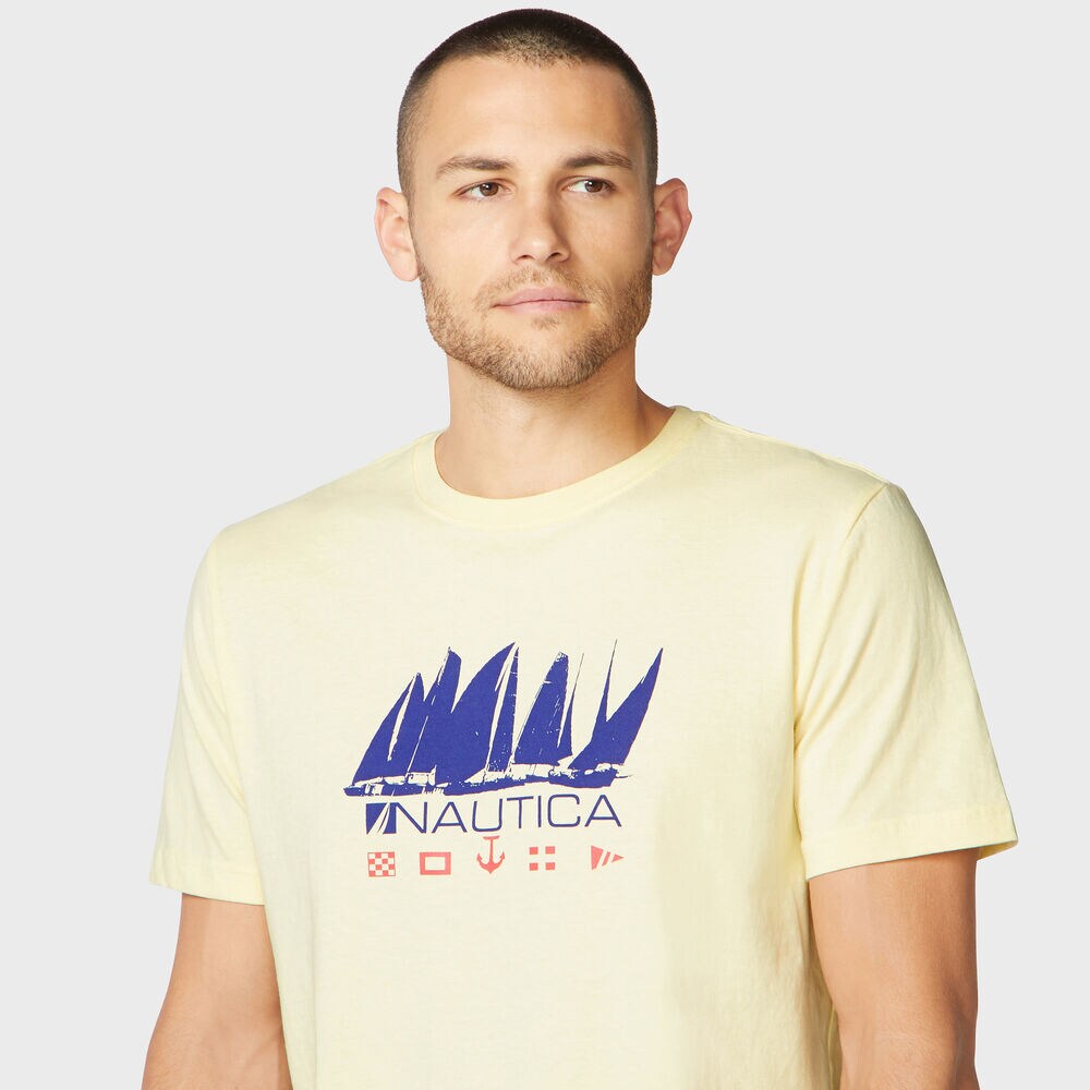 BOAT PRINT SLEEP T-SHIRT,French Vanilla,large