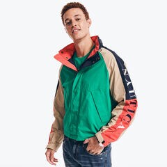 REISSUE COLORBLOCK LOGO-SLEEVE JACKET,Dark Dill,large