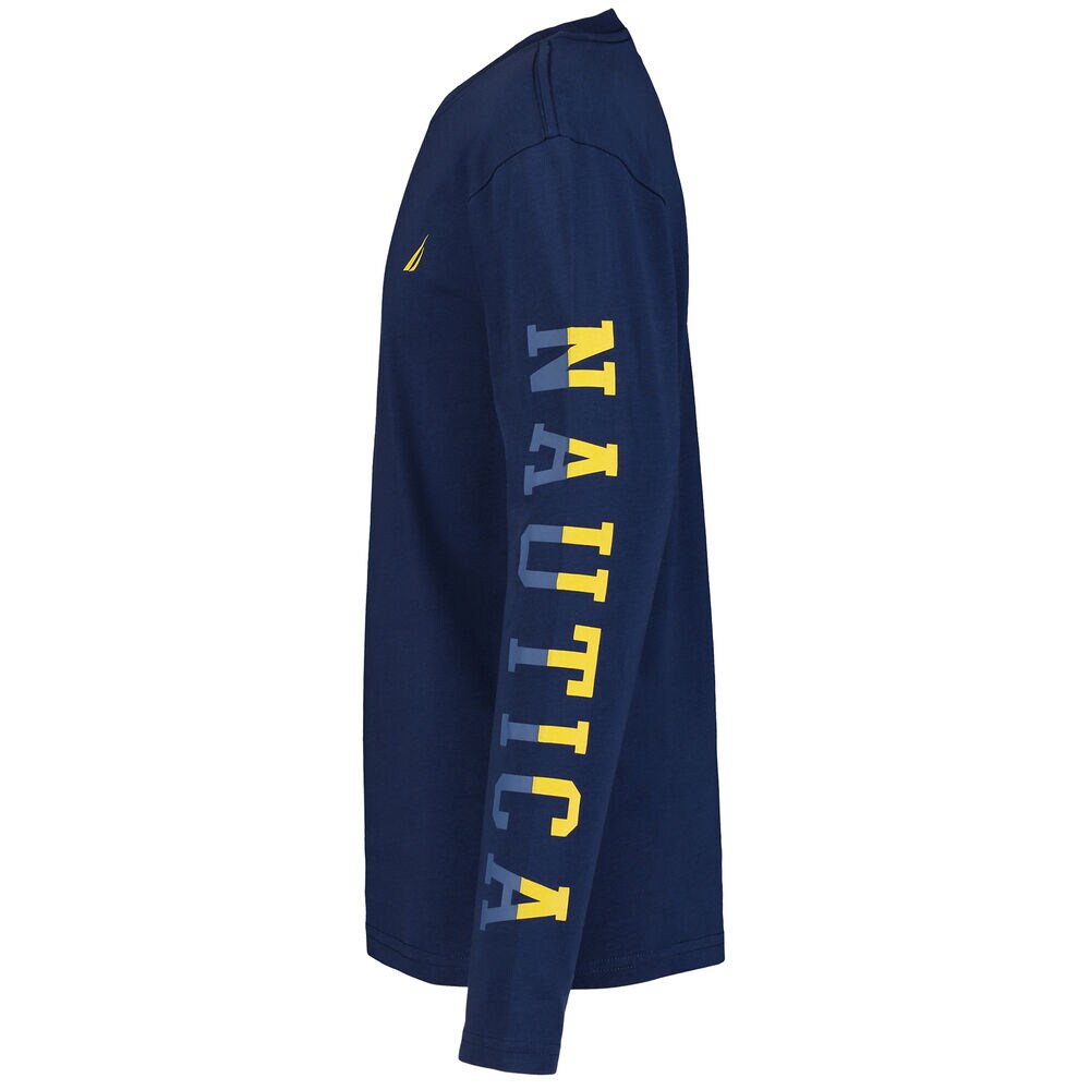 Little Boys' Split Logo Long Sleeve T-Shirt (2T-7),Estate Blue,large