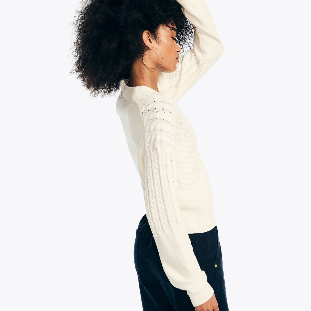 Mixed Stitch Cardigan,Marshmallow,large