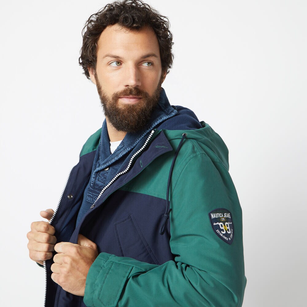 NAUTICA JEANS CO. HOODED FIELD JACKET,Navy,large