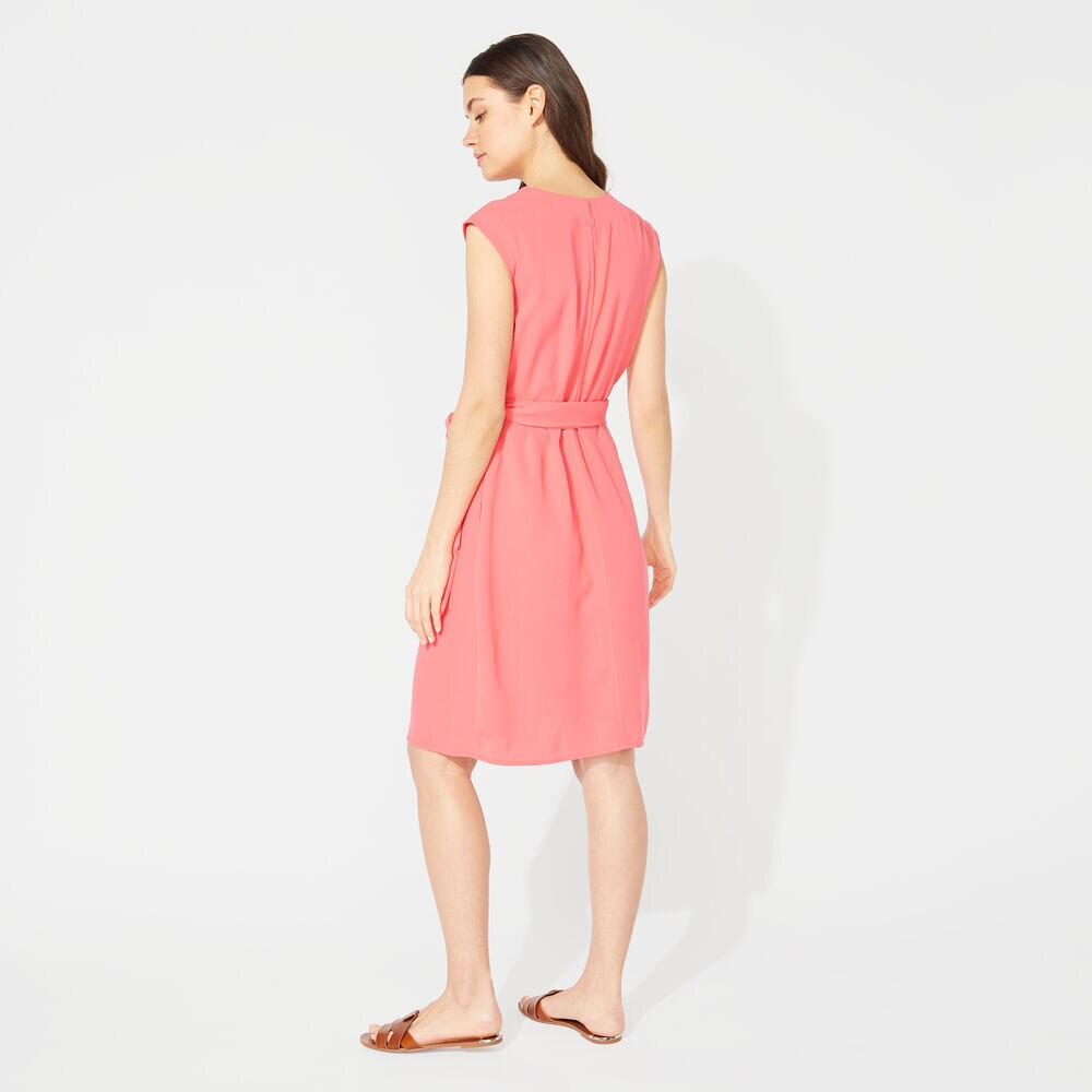 CREPE WRAP DRESS,Persian Red,large