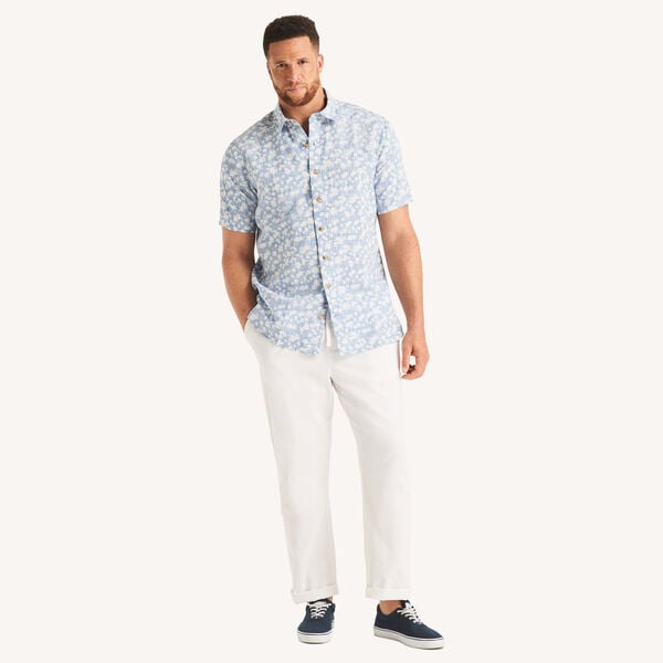 Big & Tall Printed Short-Sleeve Linen Shirt