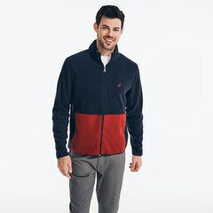 NAUTEX COLORBLOCK FULL-ZIP FLEECE,Navy,large