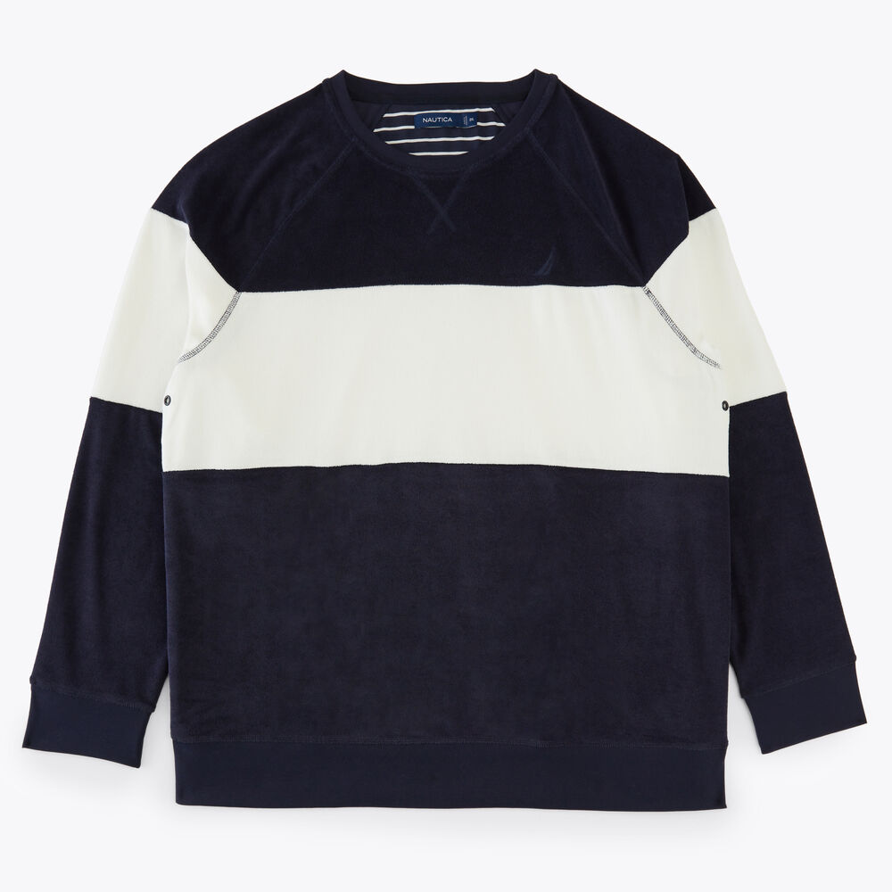Big & Tall Colorblock Crewneck Sweatshirt,Stellar Blue Heather,large