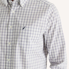 Classic Fit Wrinkle-Resistant Plaid Shirt,Bright White,large