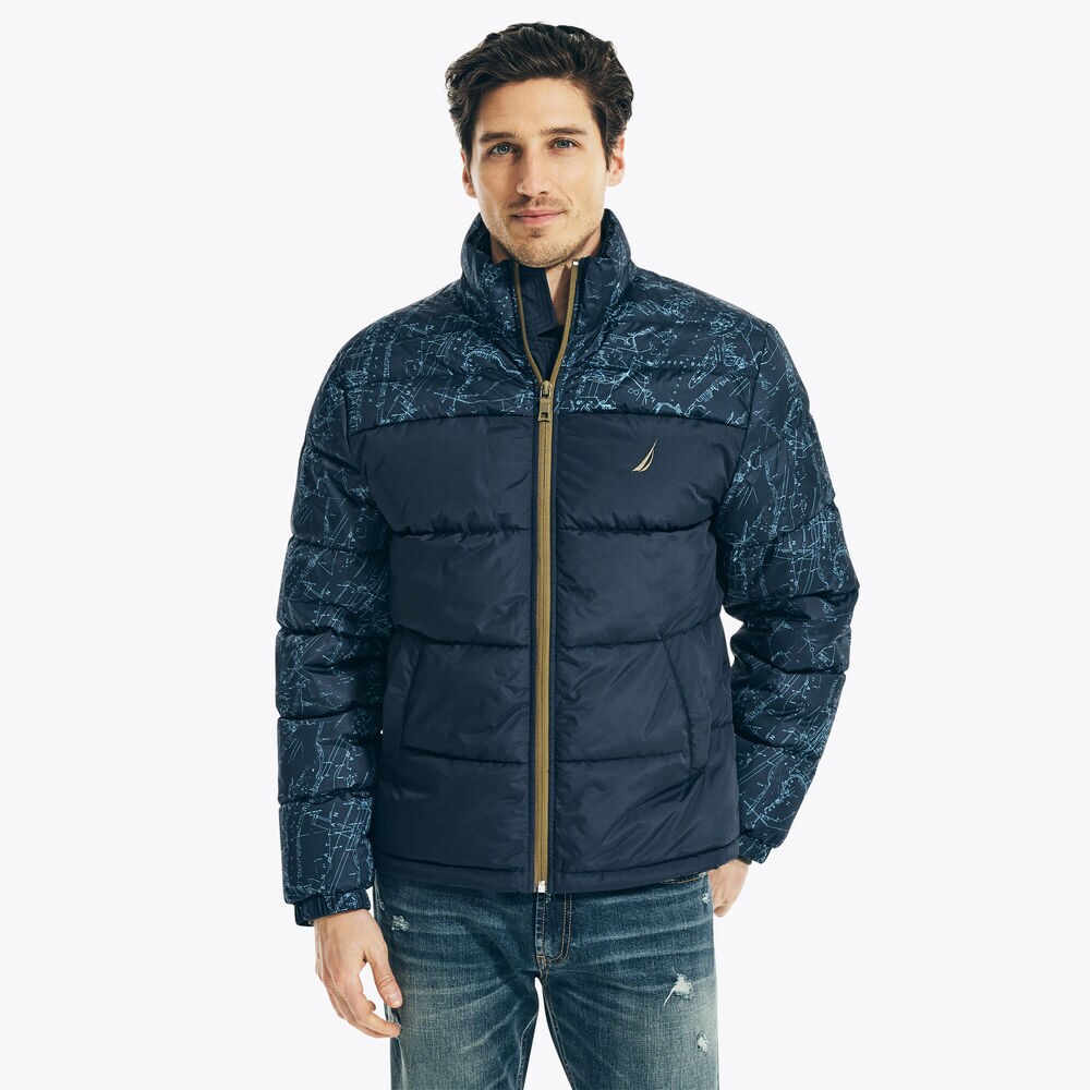 COLORBLOCK TEMPASPHERE PUFFER,Navy,large