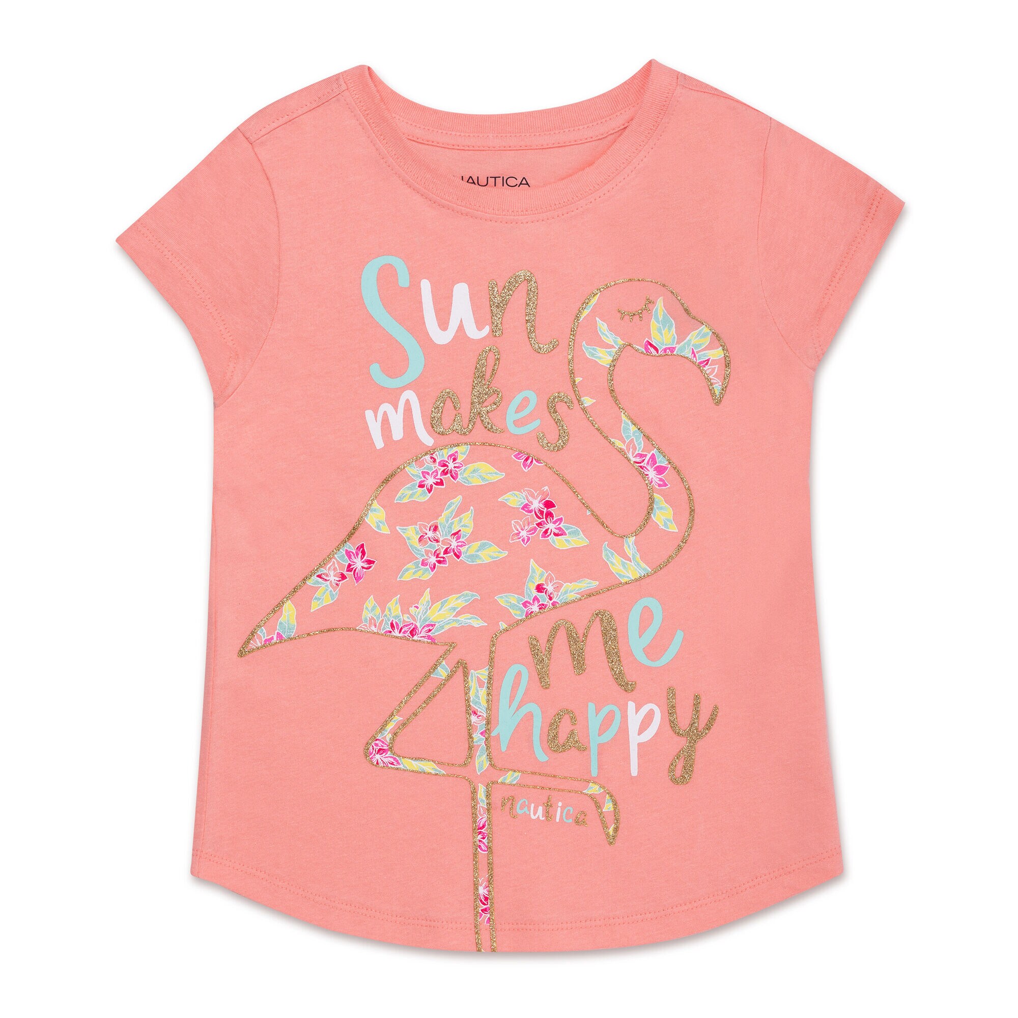 Toddler Girls' Sun Makes Me Happy Tee (2T-4T),Firey Red,large