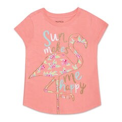 Toddler Girls' Sun Makes Me Happy Tee (2T-4T),Firey Red,large