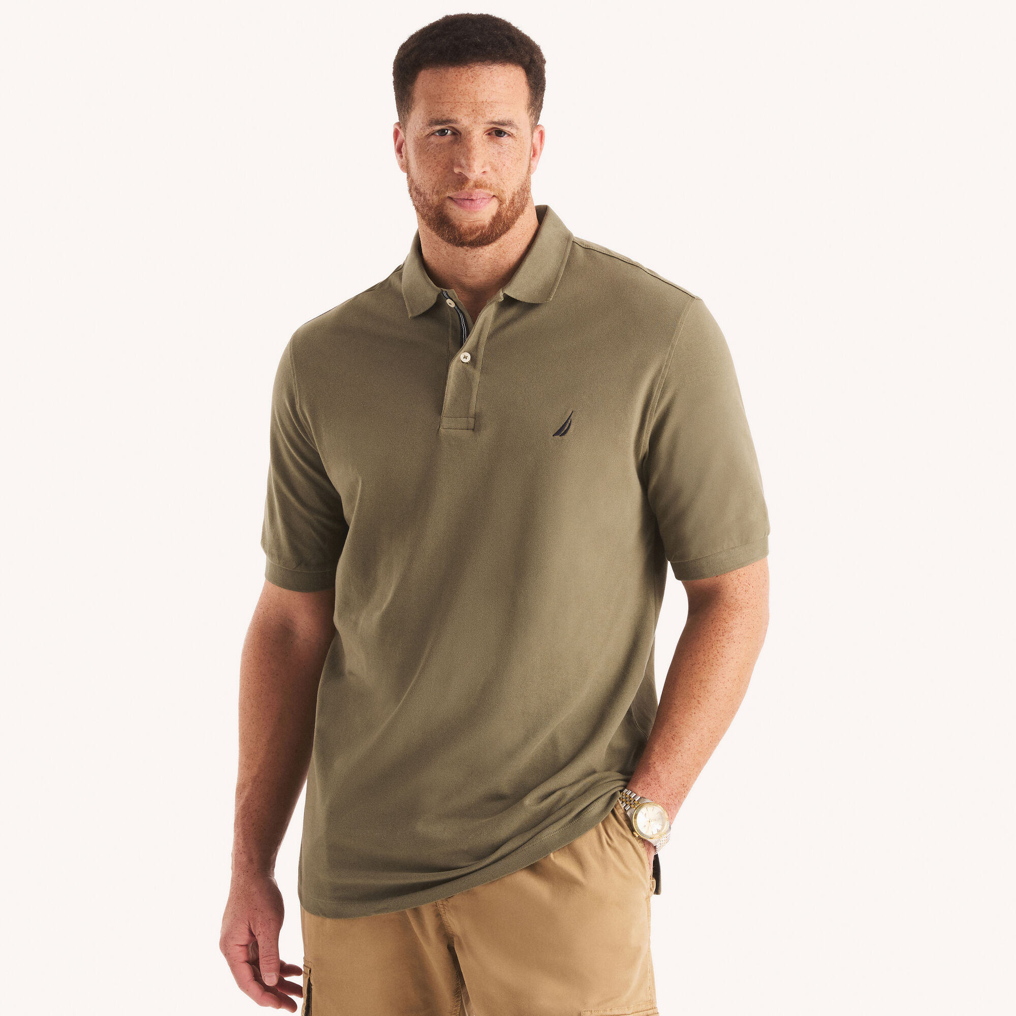 Big & Tall Classic Fit Performance Deck Polo,Hillside Olive,large