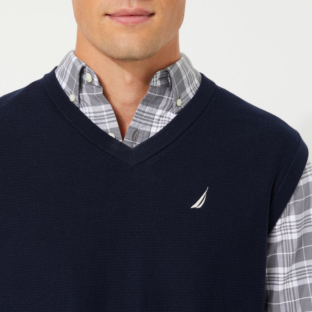 NAVTECH V-NECK SWEATER VEST,Navy,large