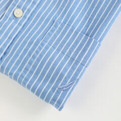 Slim Fit Short Sleeve Twill Shirt in Stripe,Clear Sky Blue,large