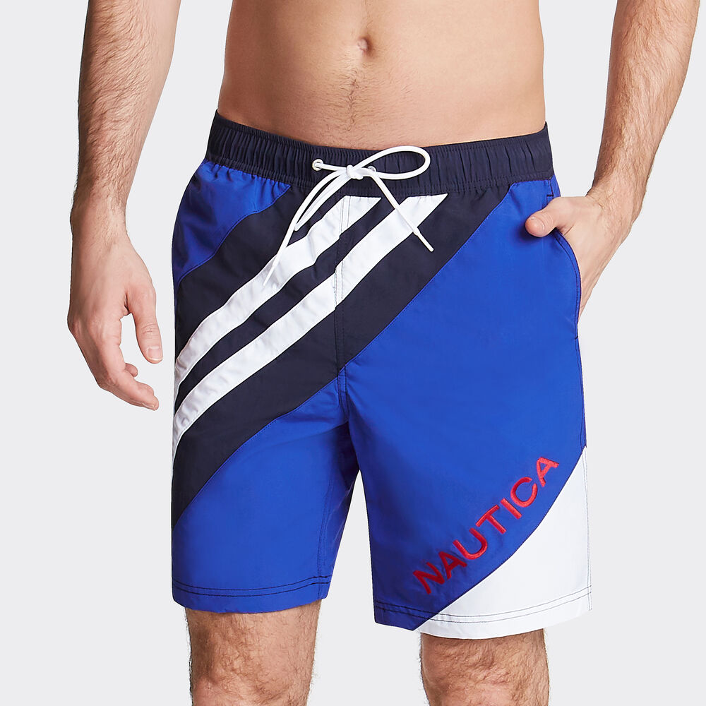8" SWIM TRUNK IN STRIPE,Bright Cobalt,large