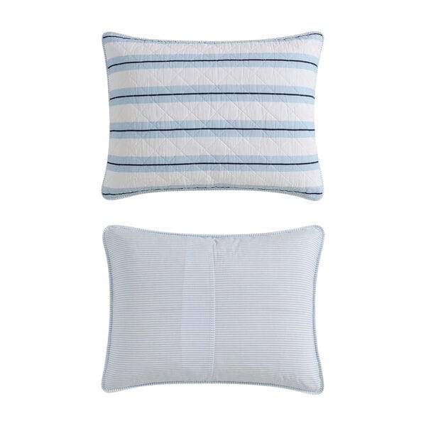 Tim Stripe Blue Twin Quilt Set