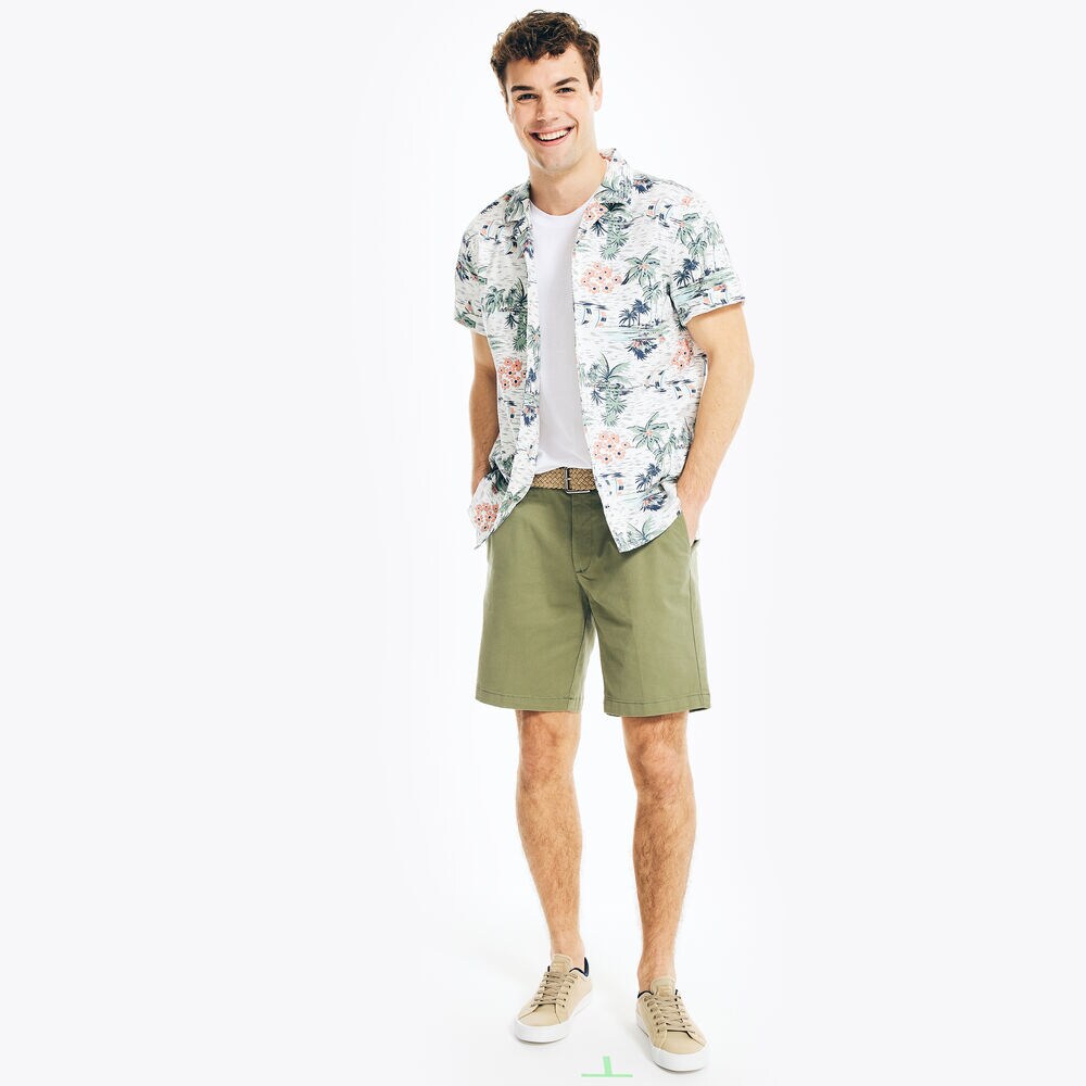 PRINTED SHORT-SLEEVE CAMP SHIRT,Sail White,large
