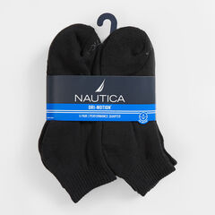 QUARTER ATHLETIC SOCKS, 6-PACK,Black,large