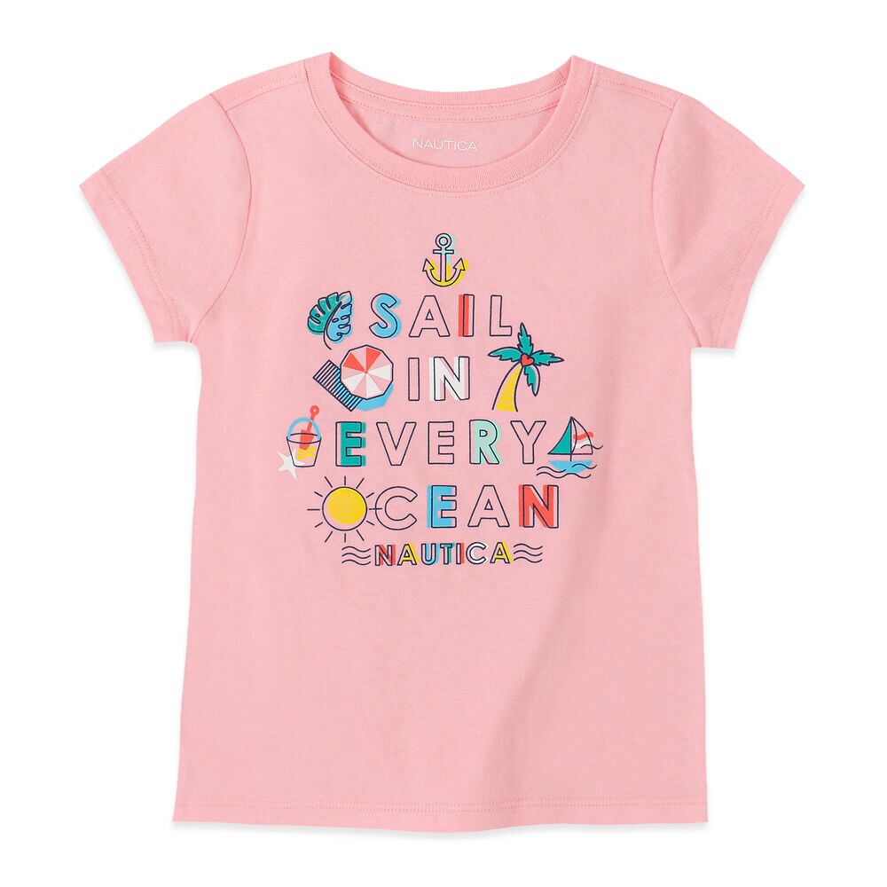 GIRLS' SAIL GRAPHIC TEE (8-20),Zinfandel,large