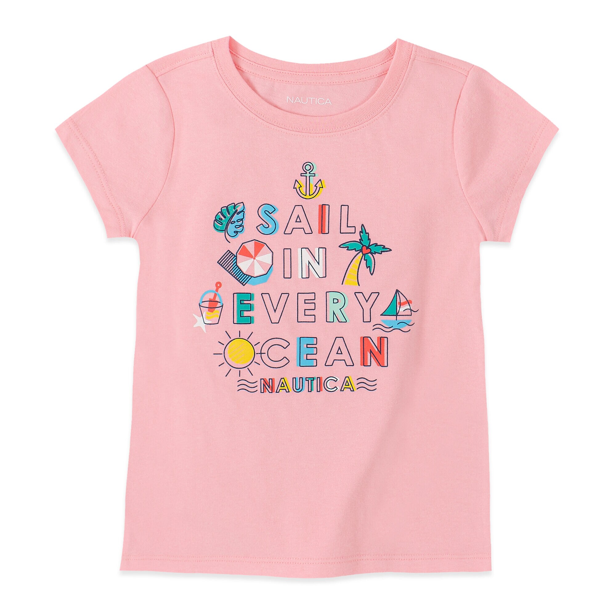 GIRLS' SAIL GRAPHIC TEE (8-20),Zinfandel,large
