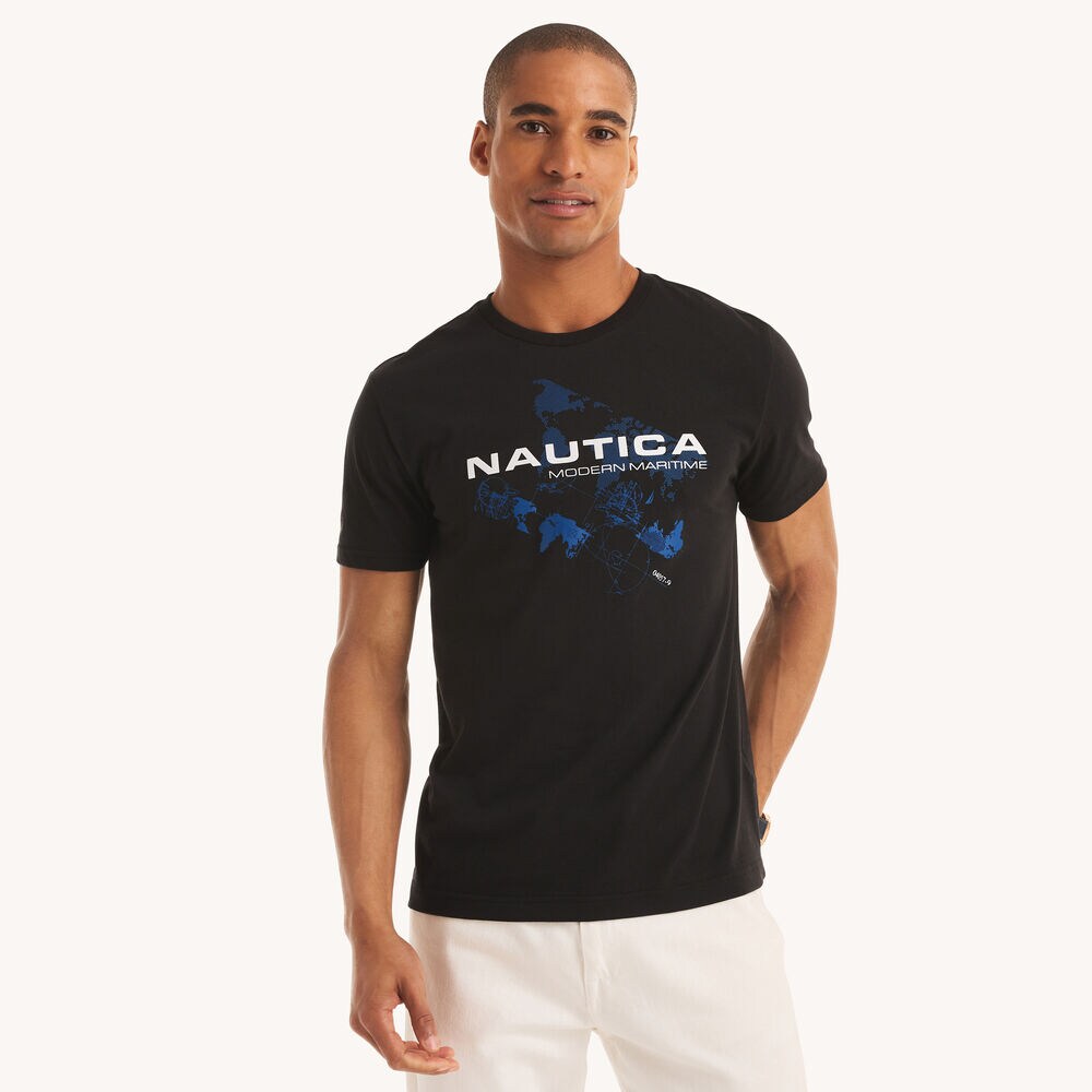 Modern Maritime Graphic T-Shirt,True Black,large