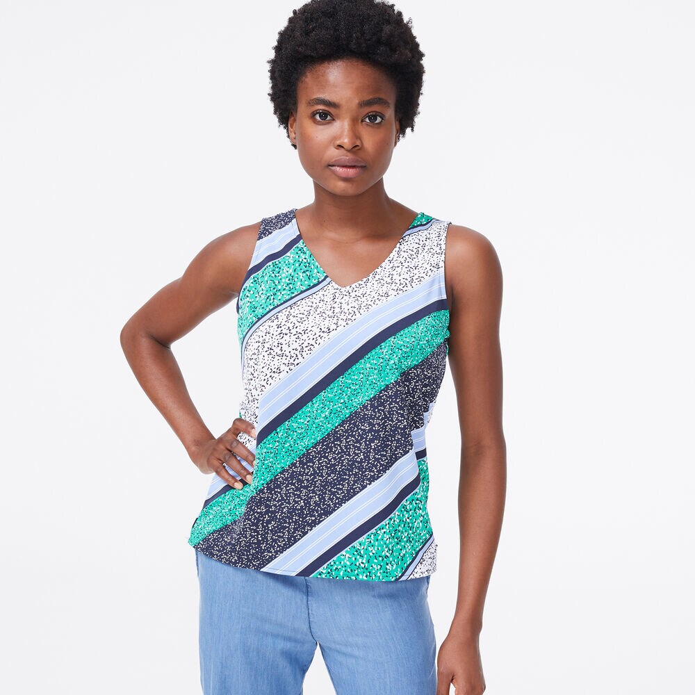 MULTI PRINT STRIPE TOP,Bright White,large