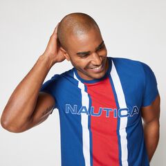 VERTICAL STRIPE LOGO T-SHIRT,Estate Blue,large