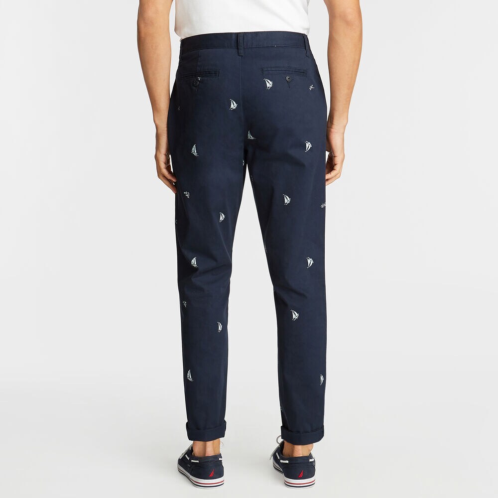 CLASSIC FIT TWILL PANT IN SAILBOAT PRINT,Navy,large