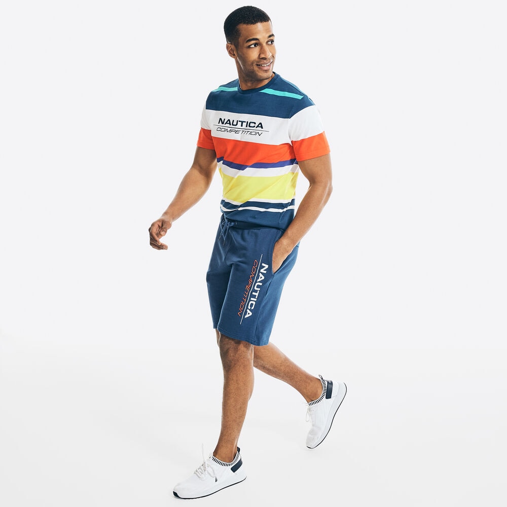 COMPETITION MULTICOLOR STRIPED T-SHIRT,Navy,large