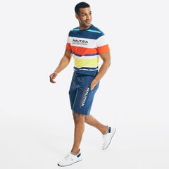COMPETITION MULTICOLOR STRIPED T-SHIRT,Navy,large