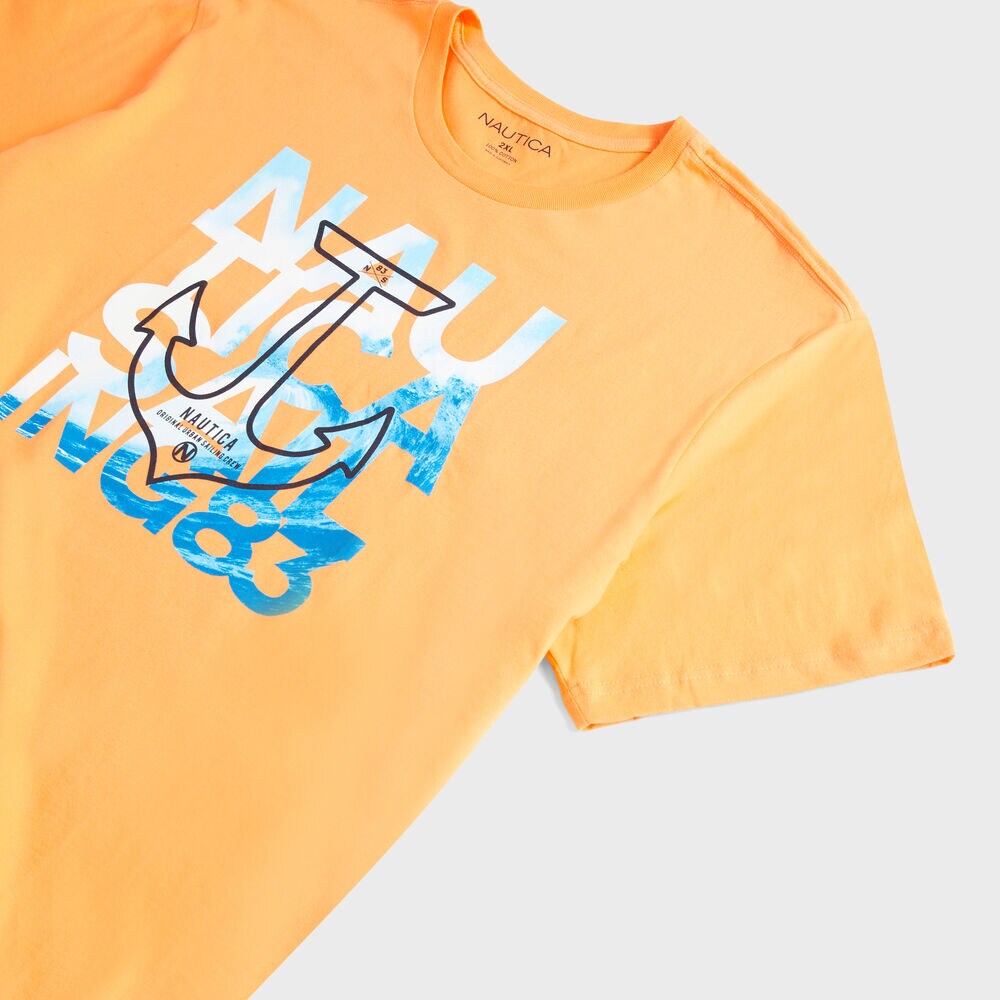 BIG & TALL SAILING GRAPHIC T-SHIRT,Orange,large