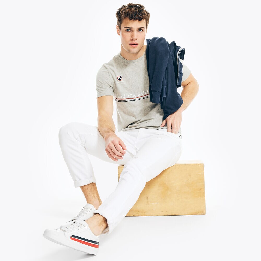 SUSTAINABLY CRAFTED MODERN MARITIME GRAPHIC T-SHIRT,Grey Heather,large