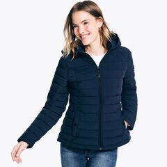 Short Puffer Jacket With Removable Hood,Stellar Blue Heather,large