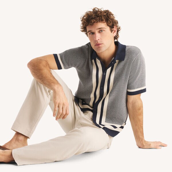 Classic Fit Jacquard Button-Front Polo
