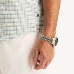 Big & Tall Plaid Shirt,Sail White,large