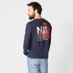 GRAPHIC LONG SLEEVE T-SHIRT,Navy,large