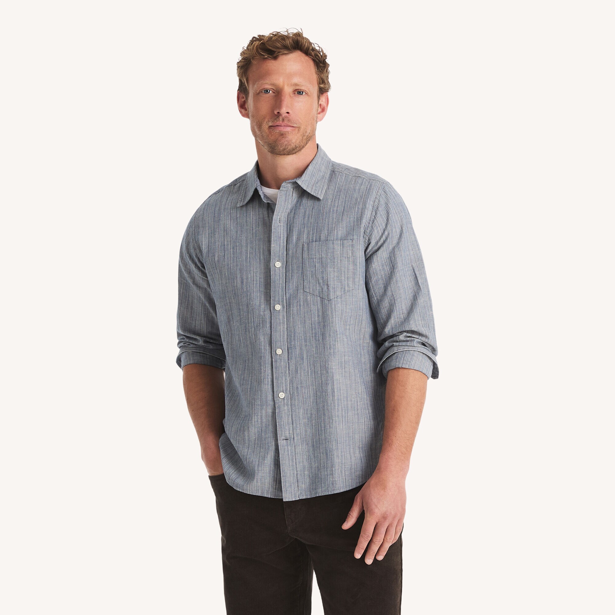 Textured Stripe Shirt ,Star Sapphire,large