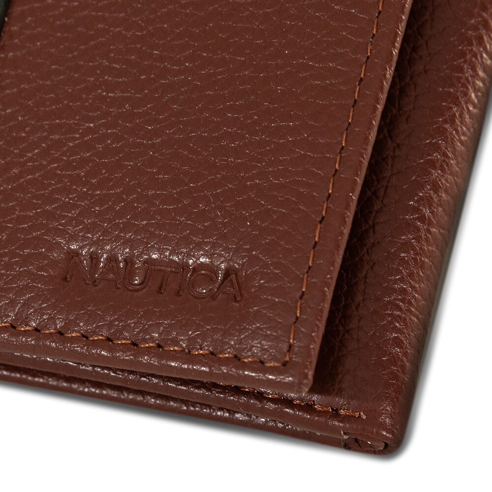 Leather Trifold Wallet,Camel Heather,large