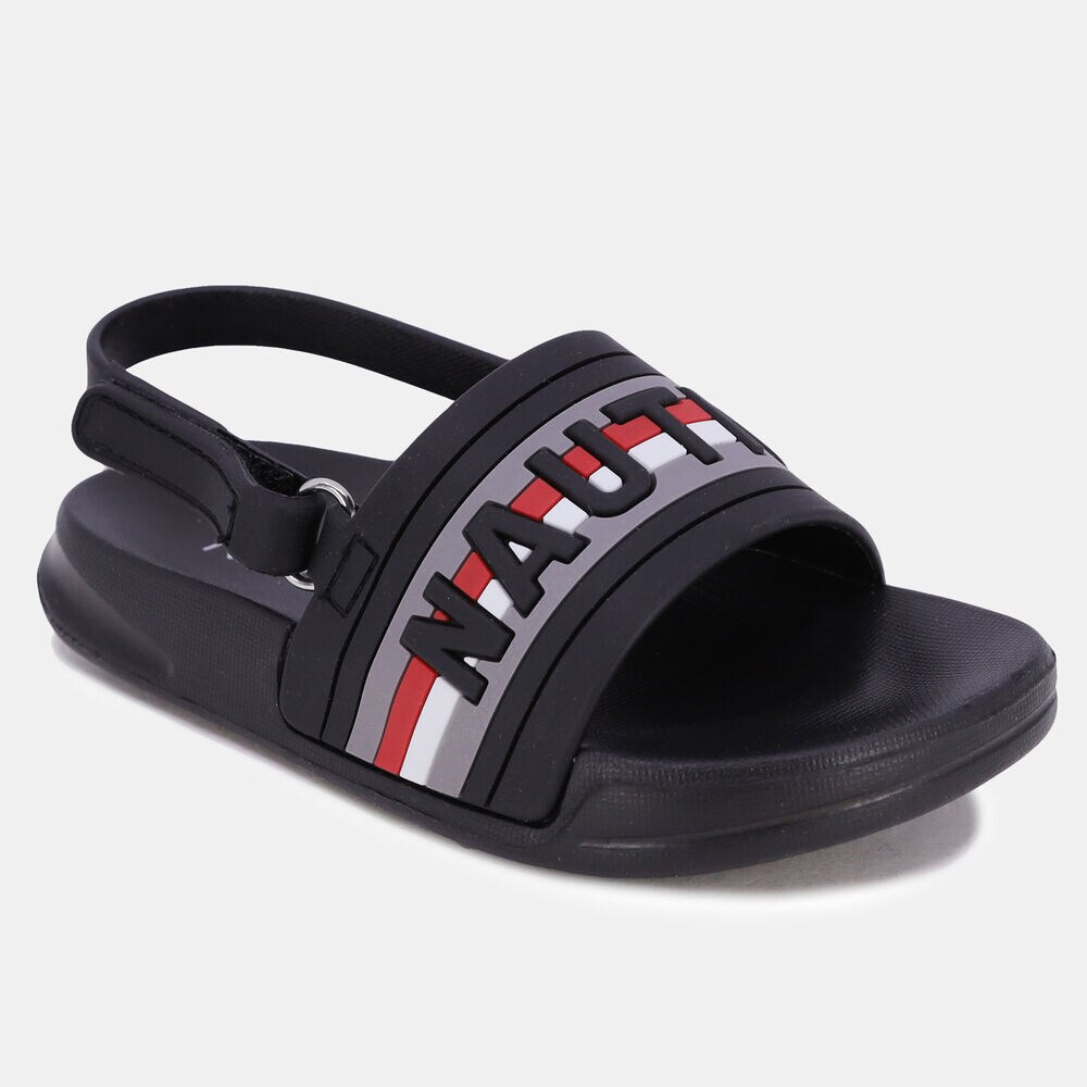BOYS' LOGO EMBOSSED ANKLE STRAP SANDAL,Black,large