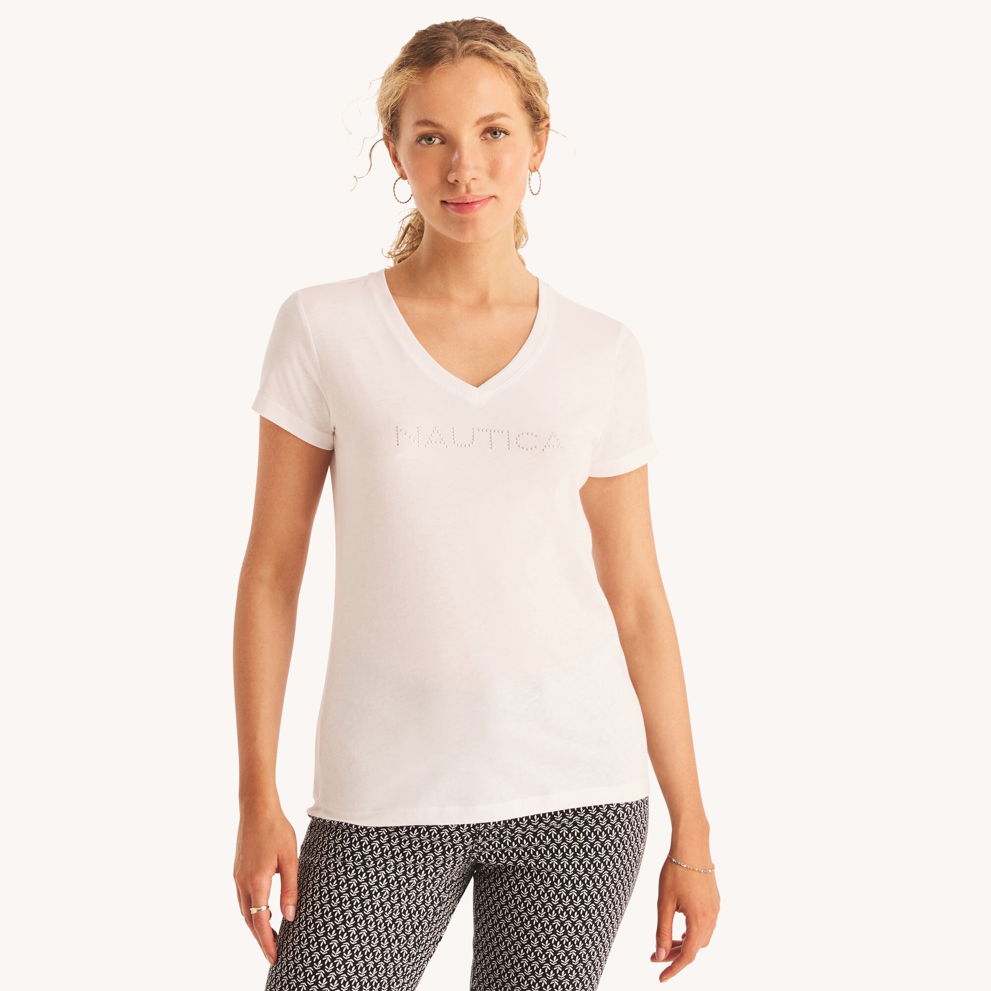 V-Neck T-Shirt,Bright White,large