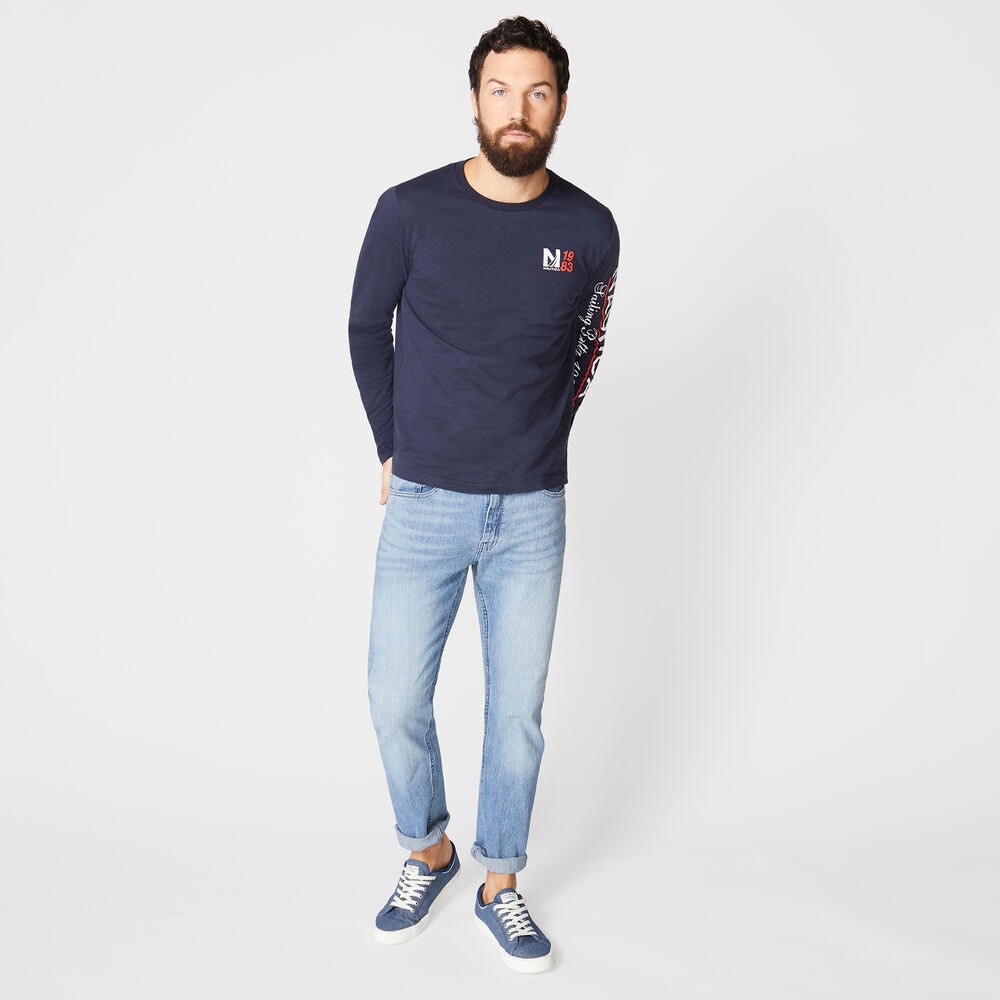 GRAPHIC LONG SLEEVE T-SHIRT,Navy,large